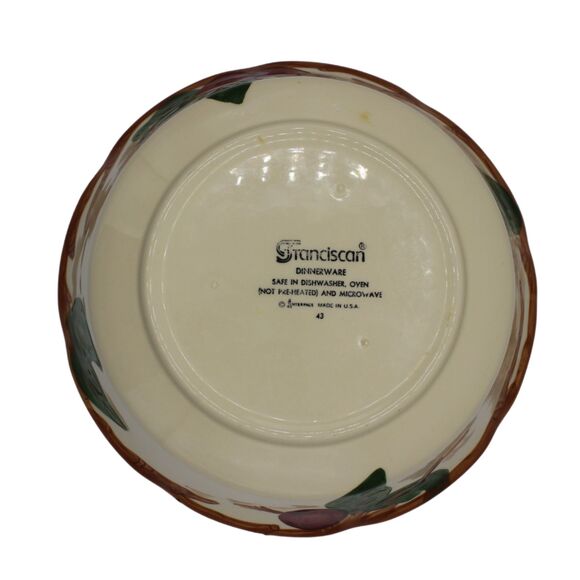 Vintage Franciscan Apple Pattern 9" Serving Bowl Hand Painted Farmhouse Pottery - Picture 7 of 7